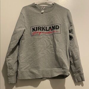 Kirkland Signature Gray Crew Sweatshirt with Black and Red Logo